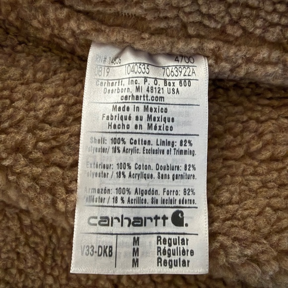 Carhartt Men’s Loose Fit Washed Duck Sherpa Lined Mock Neck Brown Vest M - Picture 14 of 14